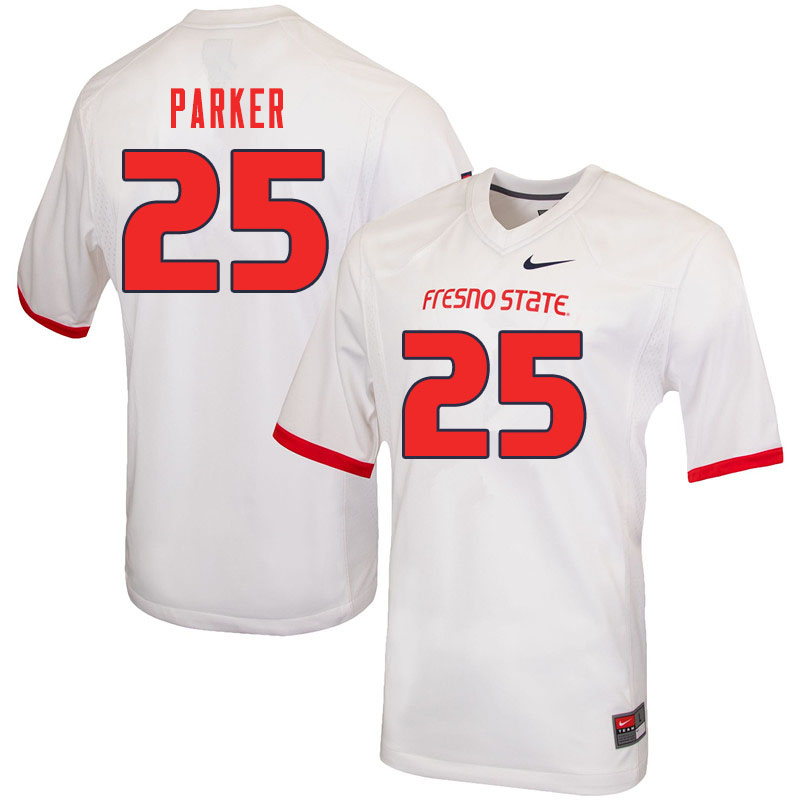 Men #25 Kevin Parker Fresno State Bulldogs College Football Jerseys Sale-White - Click Image to Close